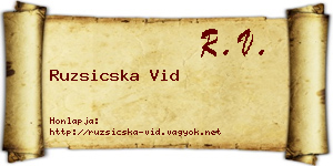 Ruzsicska Vid névjegykártya